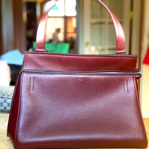 Céline Burgundy Pebbled Leather Bag, 100%Authentic